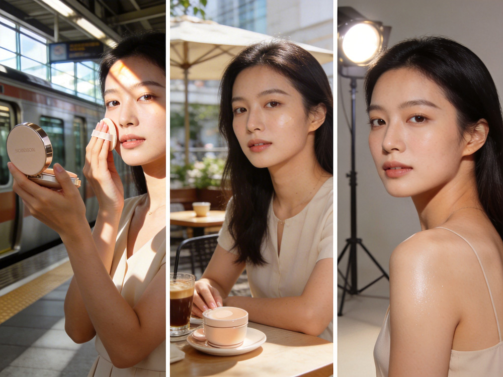亚洲女性模特在三个场景中.jpg